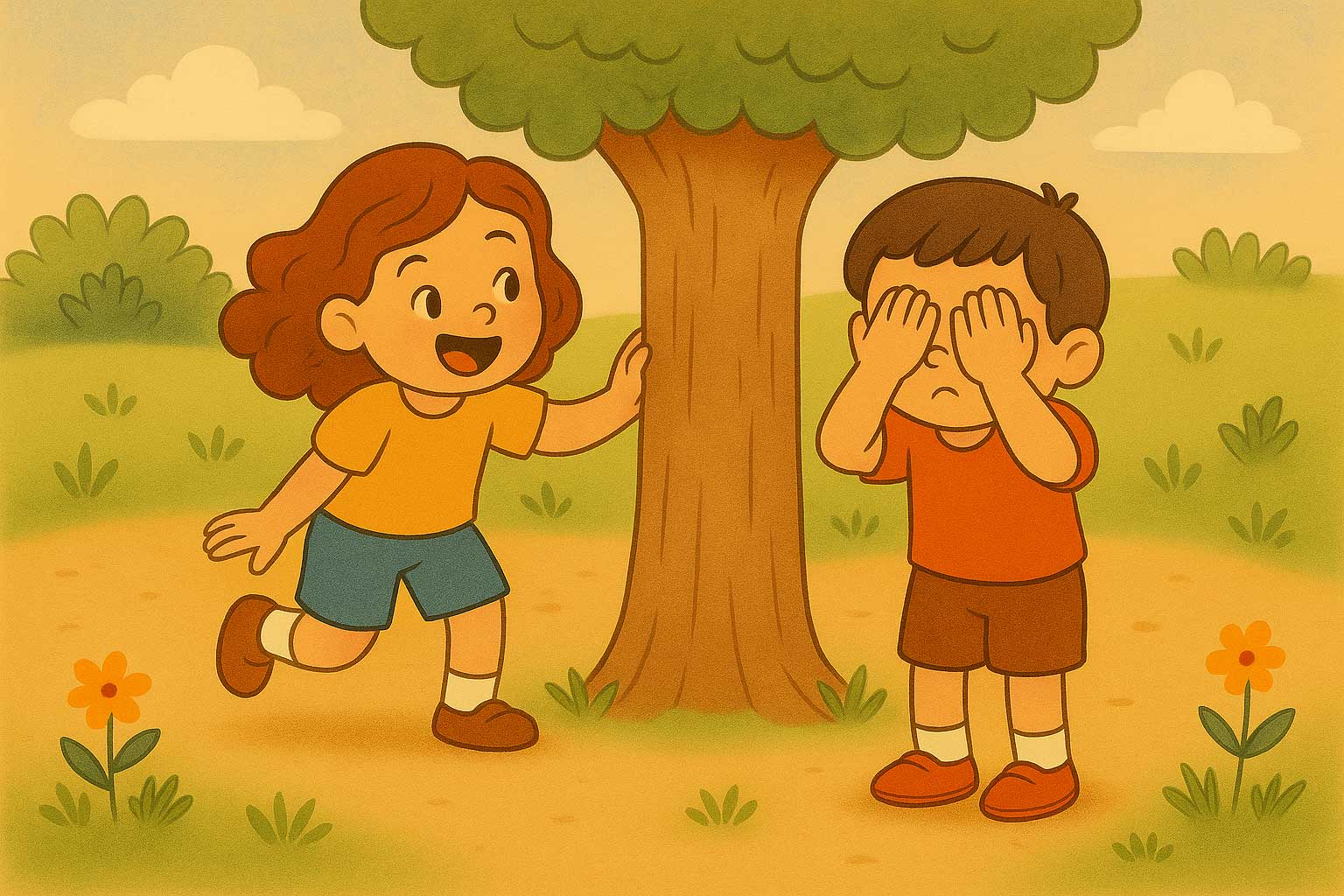 niños jugando al escondite