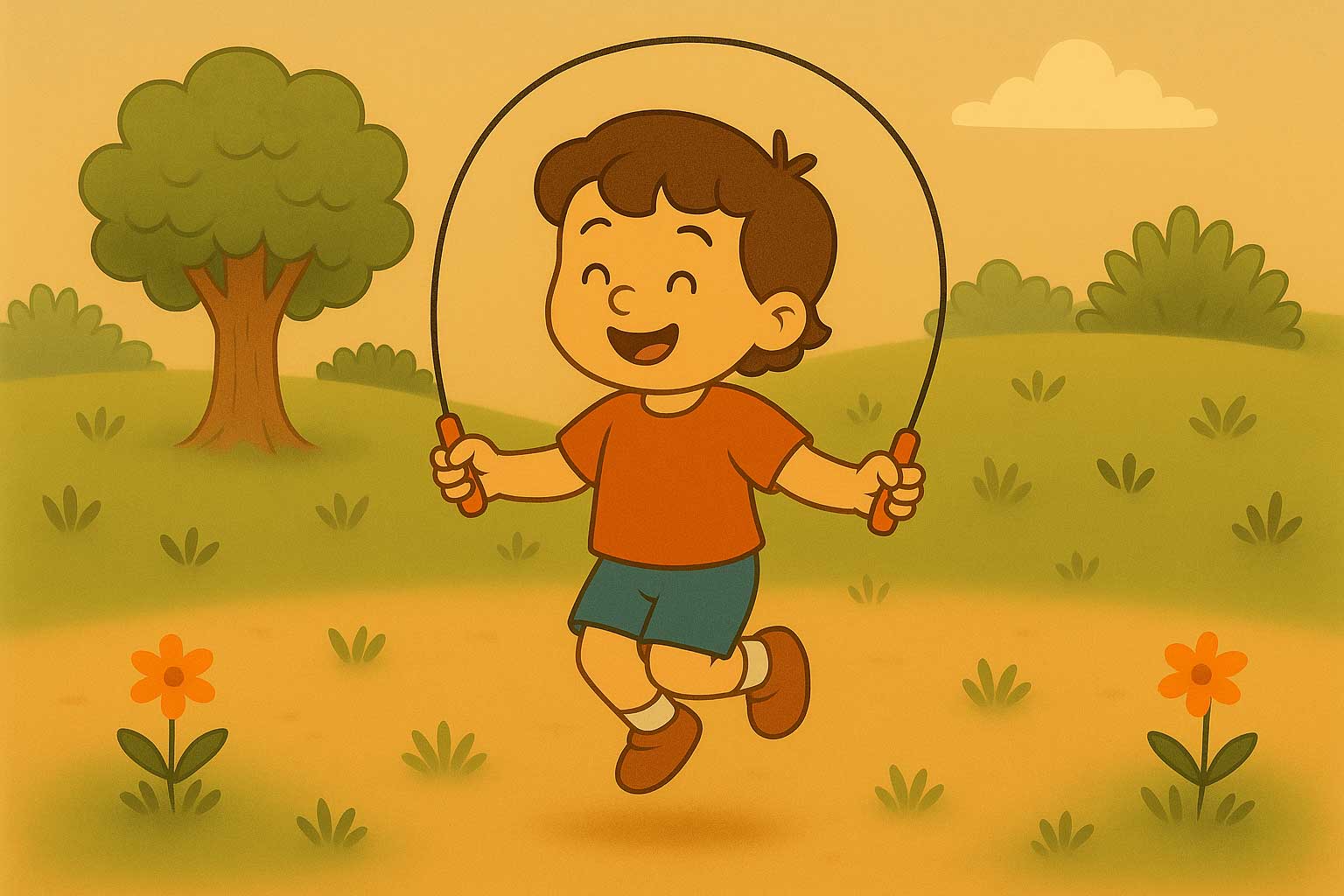 niño saltando a la cuerda